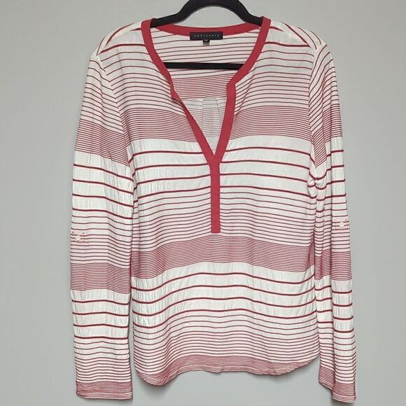 Sanctuary Pink and White V Neck Blouse - Picture 1 of 7